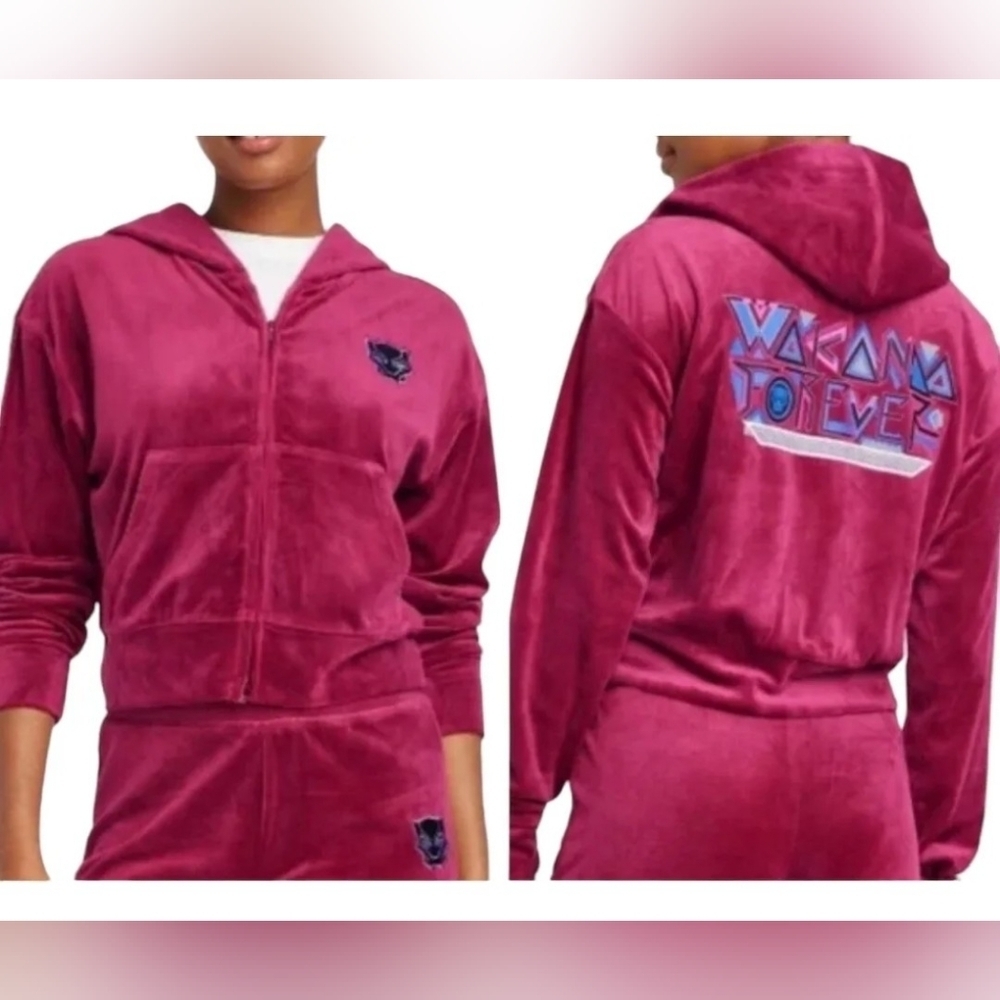 Black Panther Cropped" Wakanda Forever" Hooded Jacket